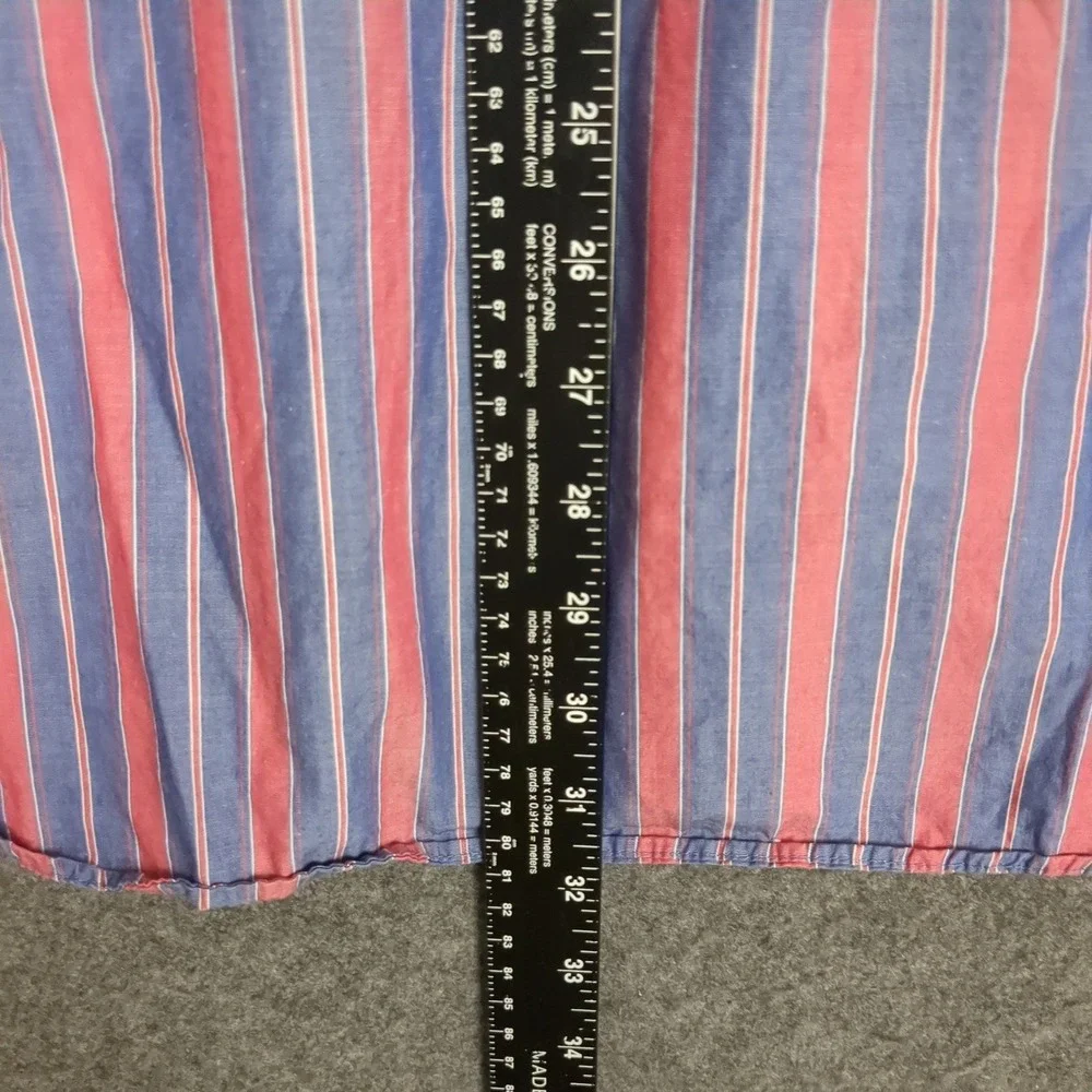 LL Bean Mens XXL Button Down Shirt Blue Red Striped Long Sleeve Regular Ext